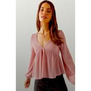 NWT | Francesca’s Sheryl Pitched Waist Babydoll Top Sz L